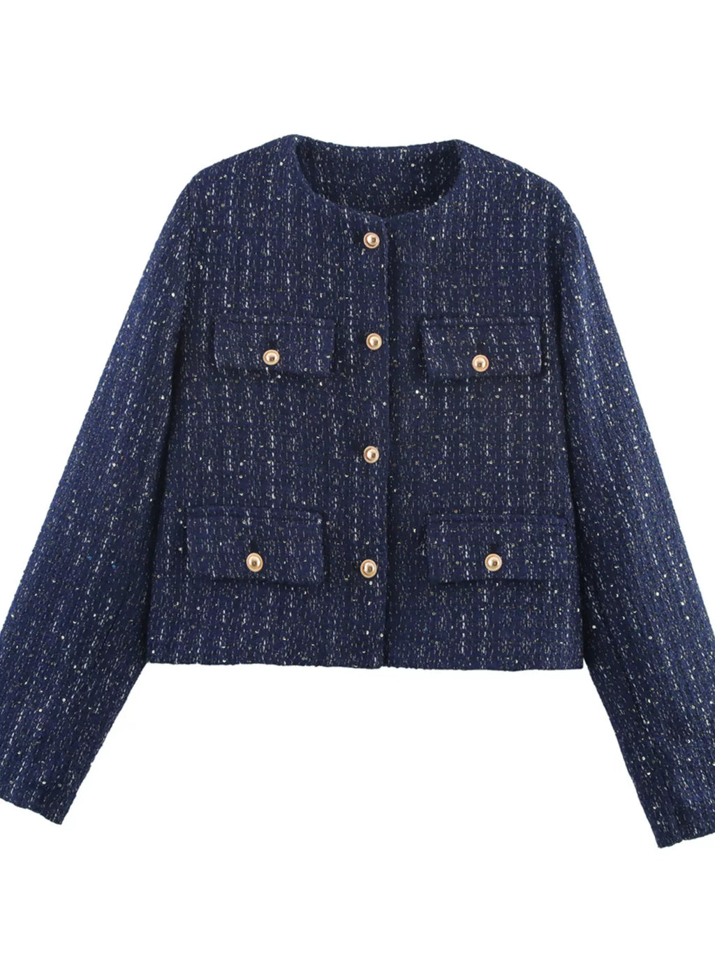Tweed Button Up Cropped Outerwear - Lilixa.store