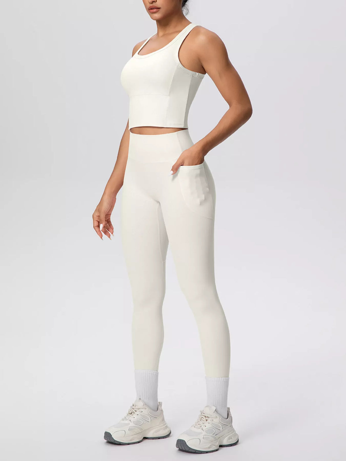 Scoop Neck Tank and High-Waisted Leggings Active Set, view 19