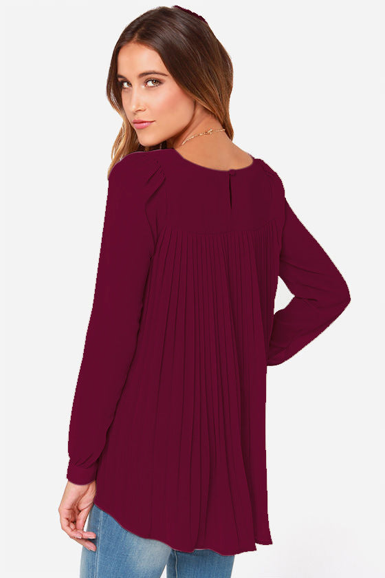 Ivy Lane Full Size Round Neck Back Pleated Blouse, view 3