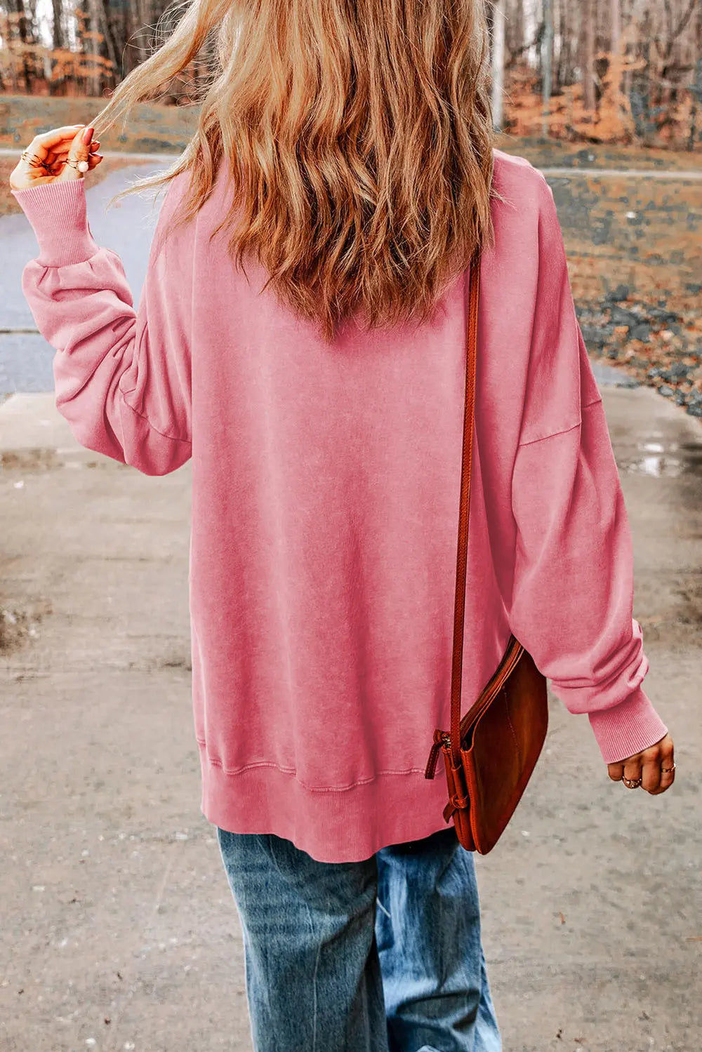 Sequin Candy Cane Round Neck Slit Sweatshirt - Lilixa.store