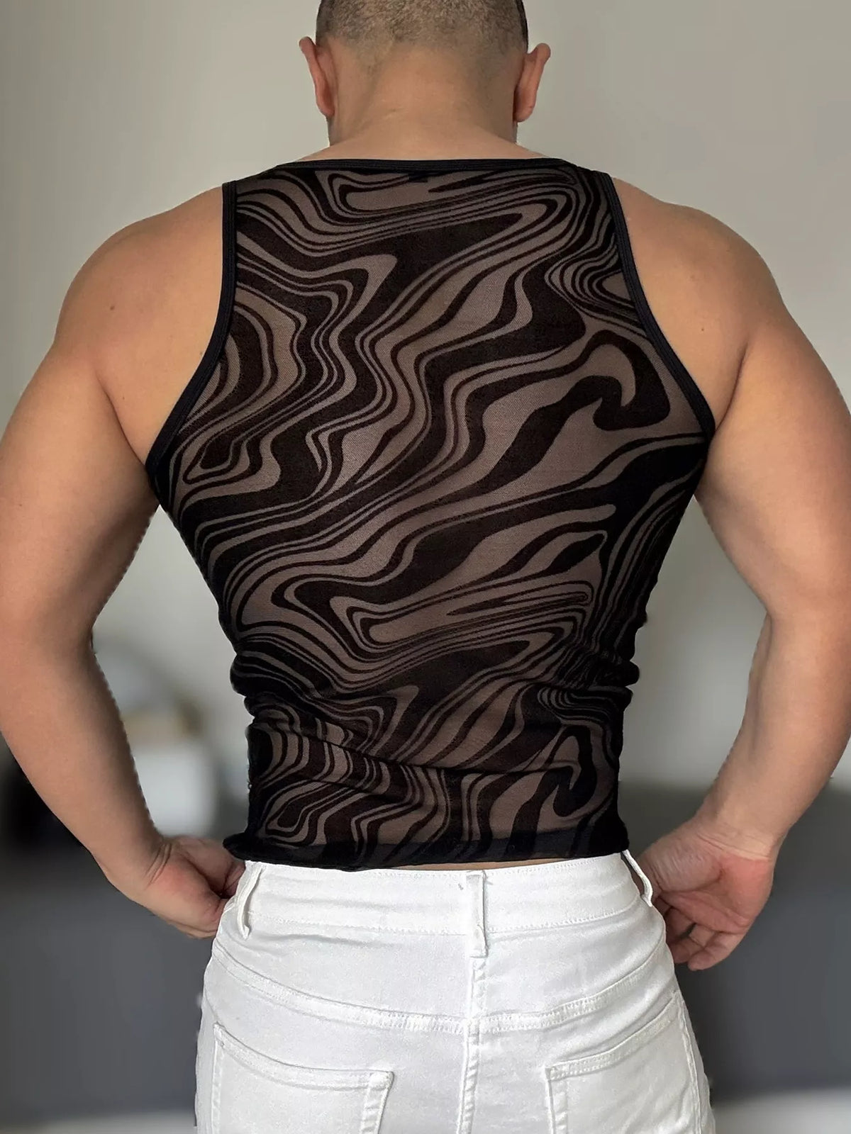 Men's Full Size Slim-Fit Abstract Print Tank Plus Size