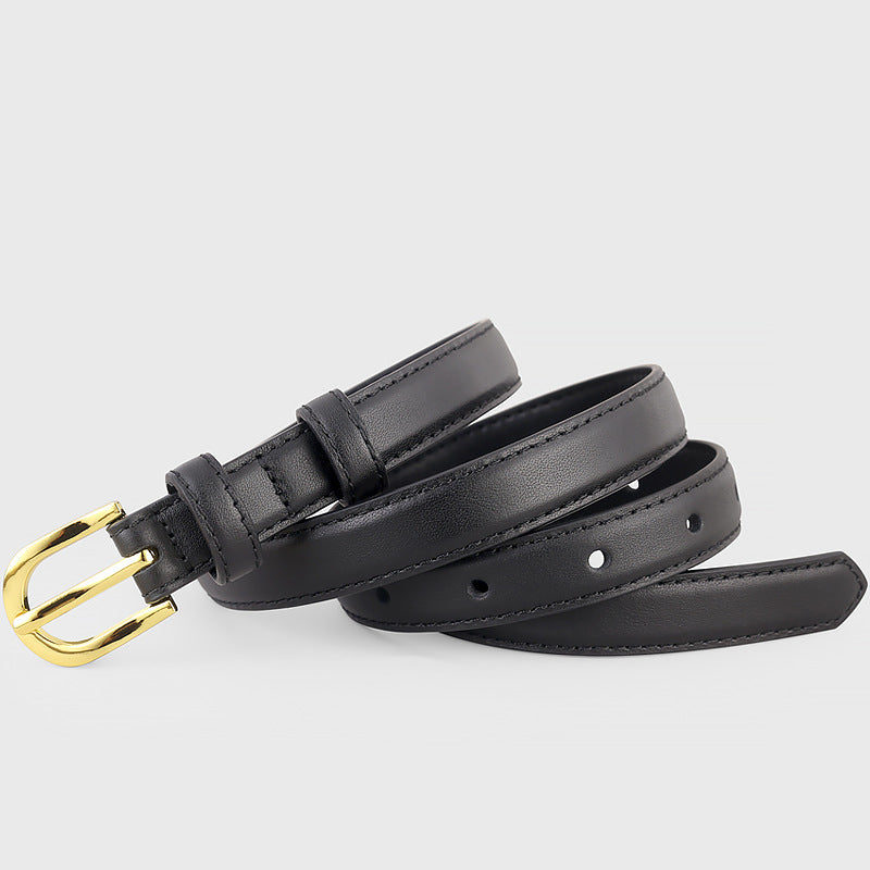 Leather Belt with Golden Buckle - Lilixa.store