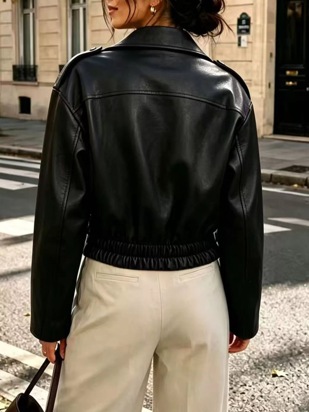 Faux Leather Zip Up Jacket - Lilixa.store