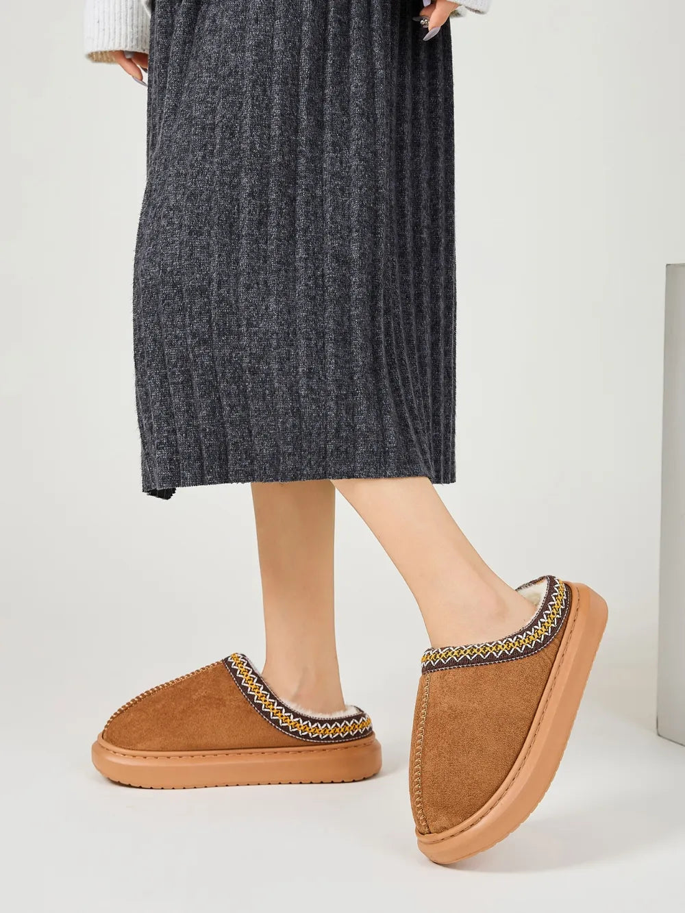 Faux Fur Suede Platform Slippers - Lilixa.store