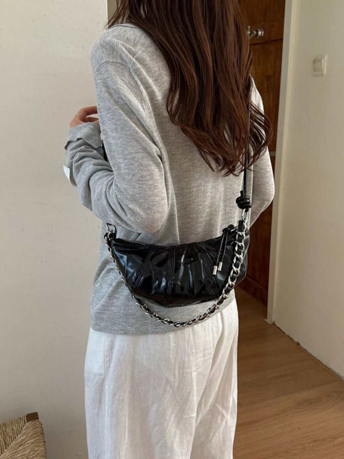 Ruched Crescent Crossbody Bag - Lilixa.store