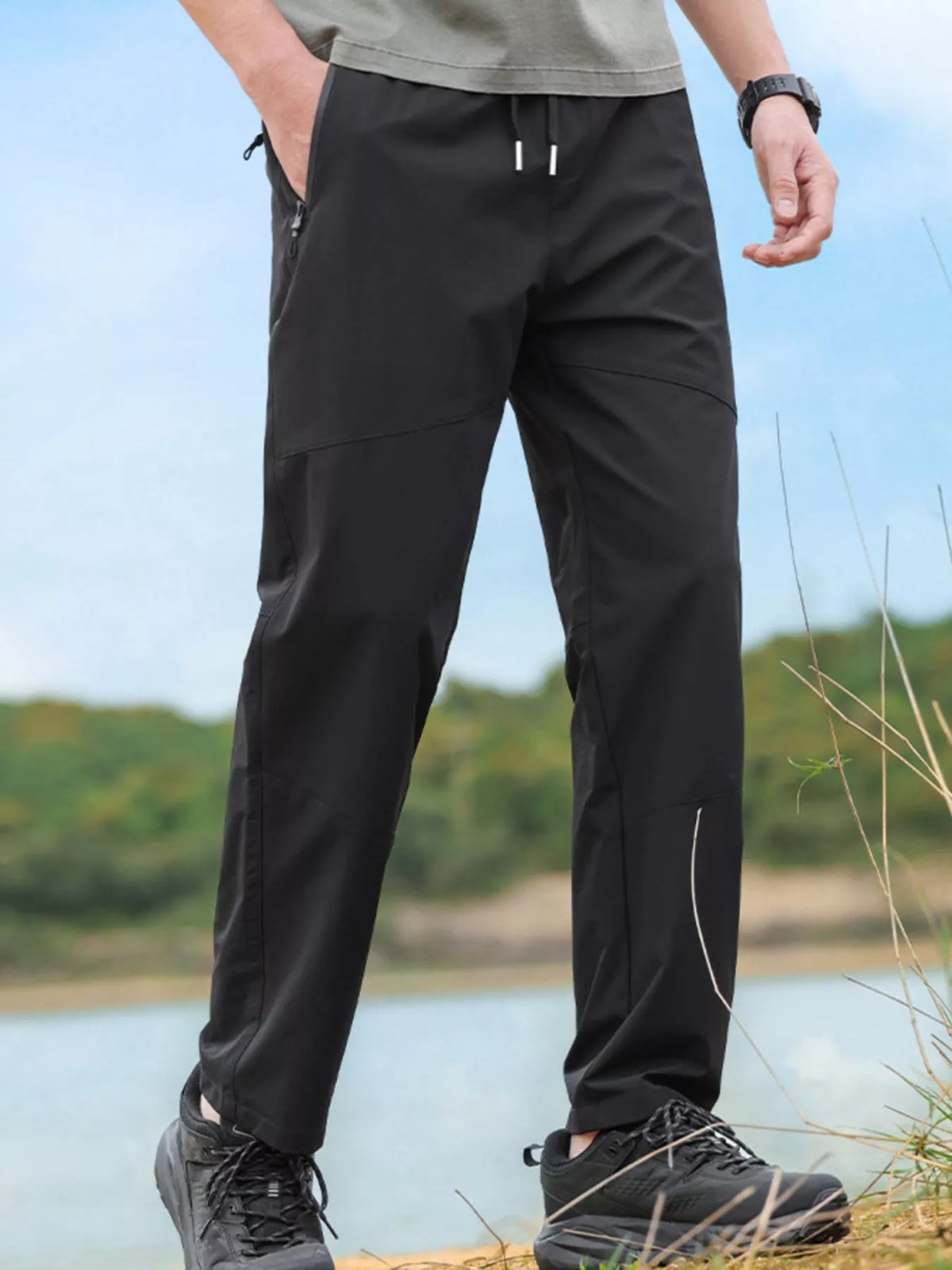Men's Plus Size Wide Leg Pants in Black