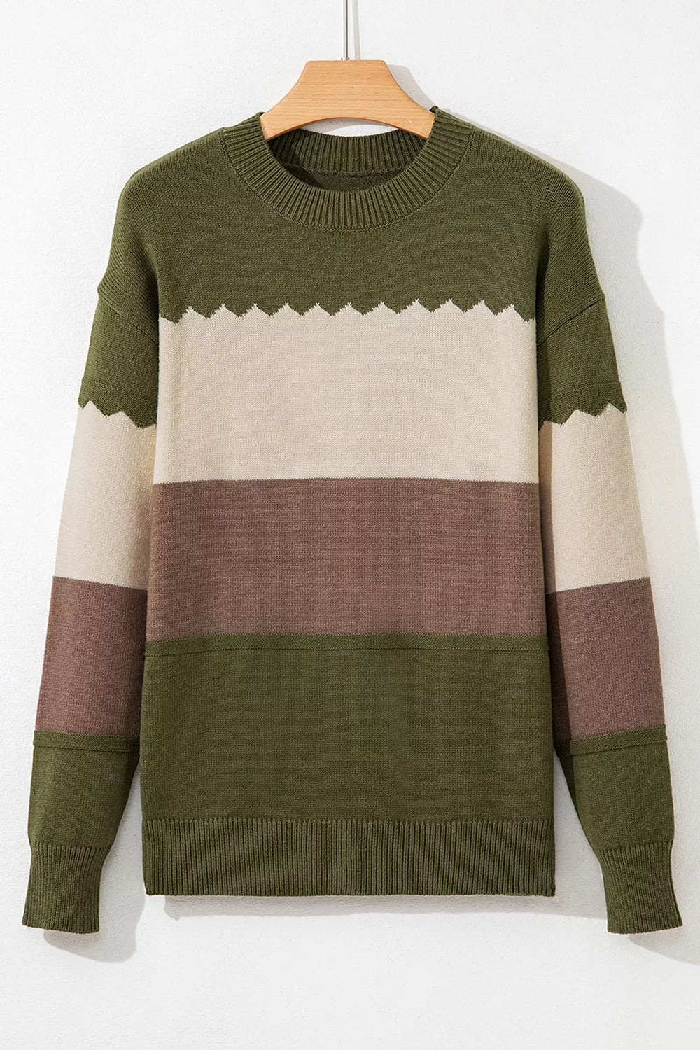 Colorblock Crew Neck Drop Shoulder Sweater - Lilixa.store