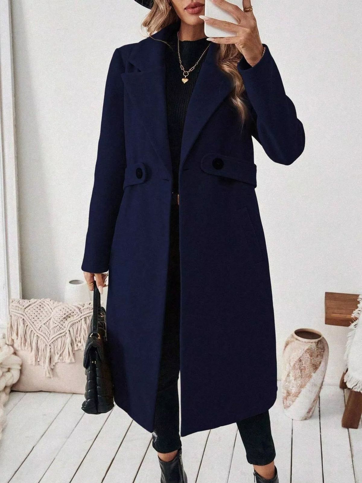 Single-Button Longline Coat - Lilixa.store