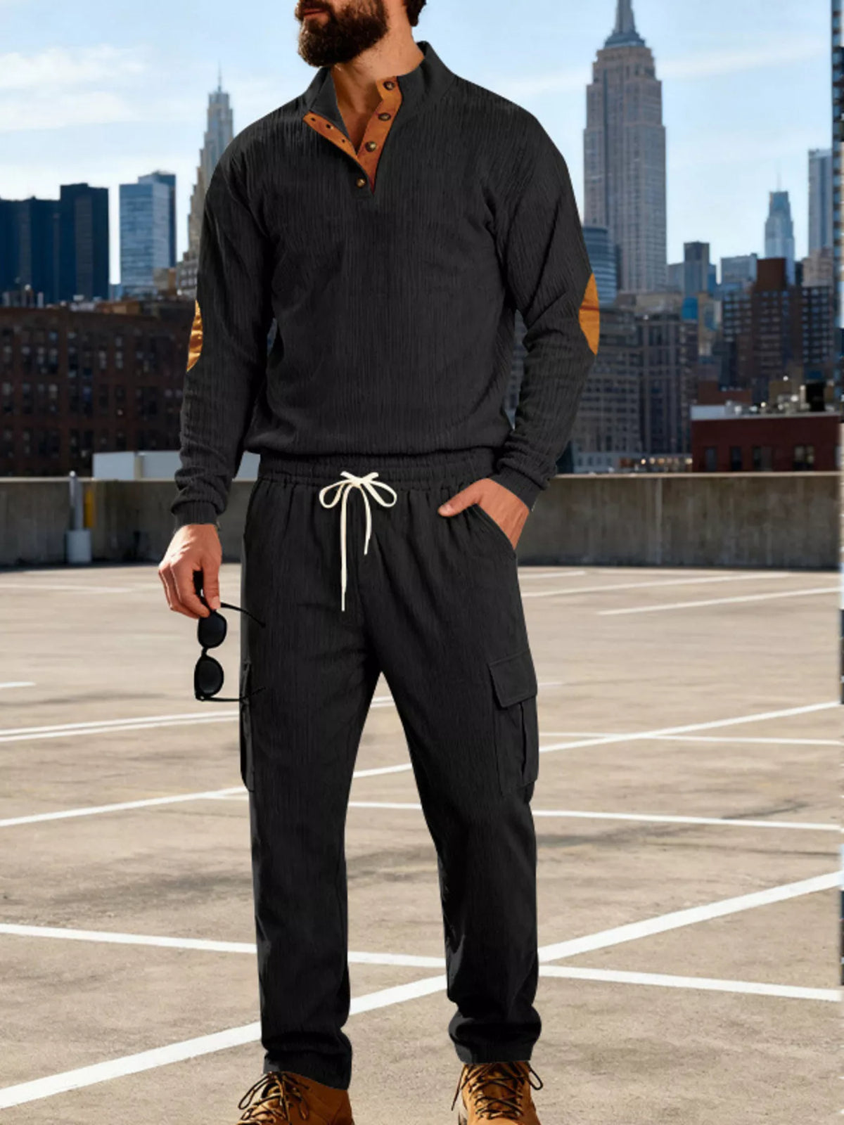 Men's Full Size Casual Button Detail Top and Pants Set Plus Size - Lilixa.store