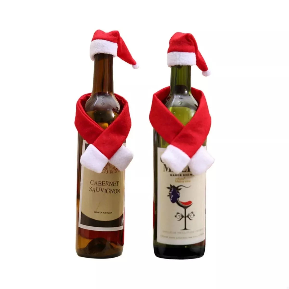2 Piece Christmas Wine Bottle Santa Hat & Scarf Decorative Covers - Lilixa.store