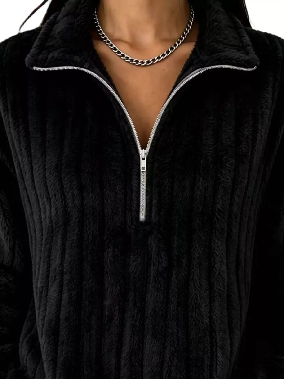 Quarter-Zip Dropped Shoulder Sweatshirt - Lilixa.store