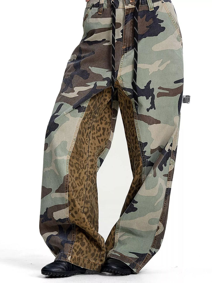 Men's Camouflage Leopard Patchwork Cargo Pants - Lilixa.store