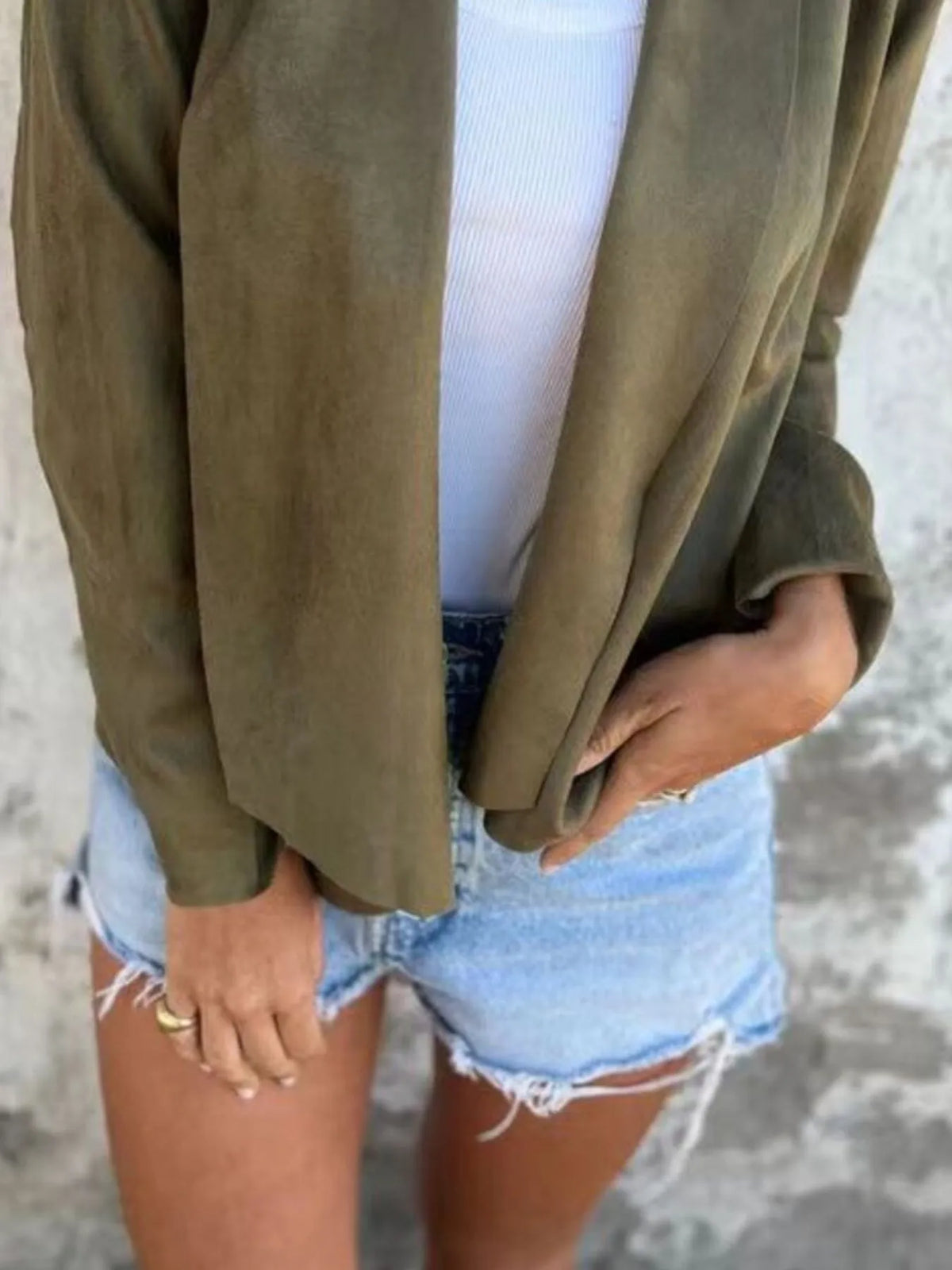 Full Size Open Front Casual Cardigan Plus Size