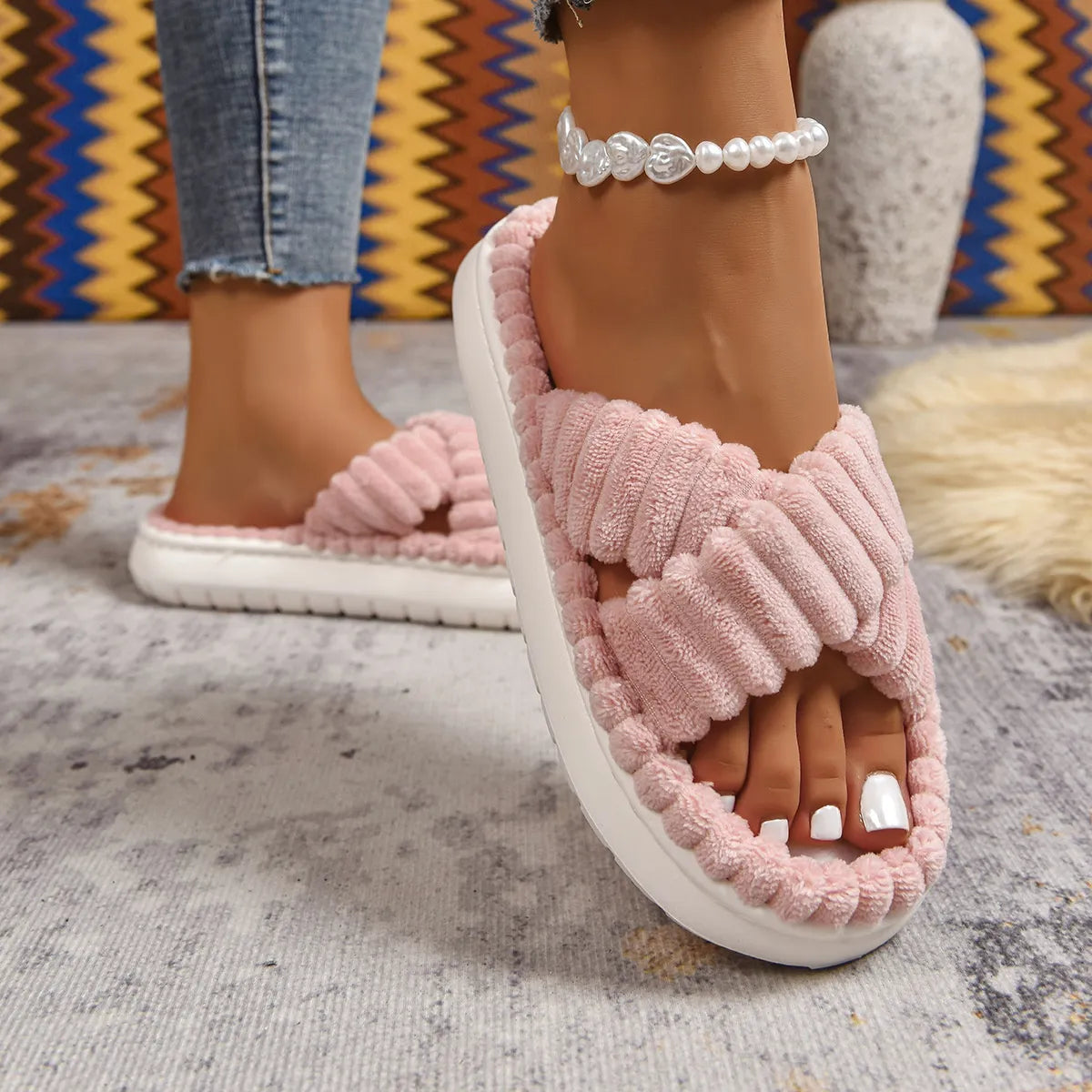 Crisscross Open Toe Platform Slippers - Lilixa.store