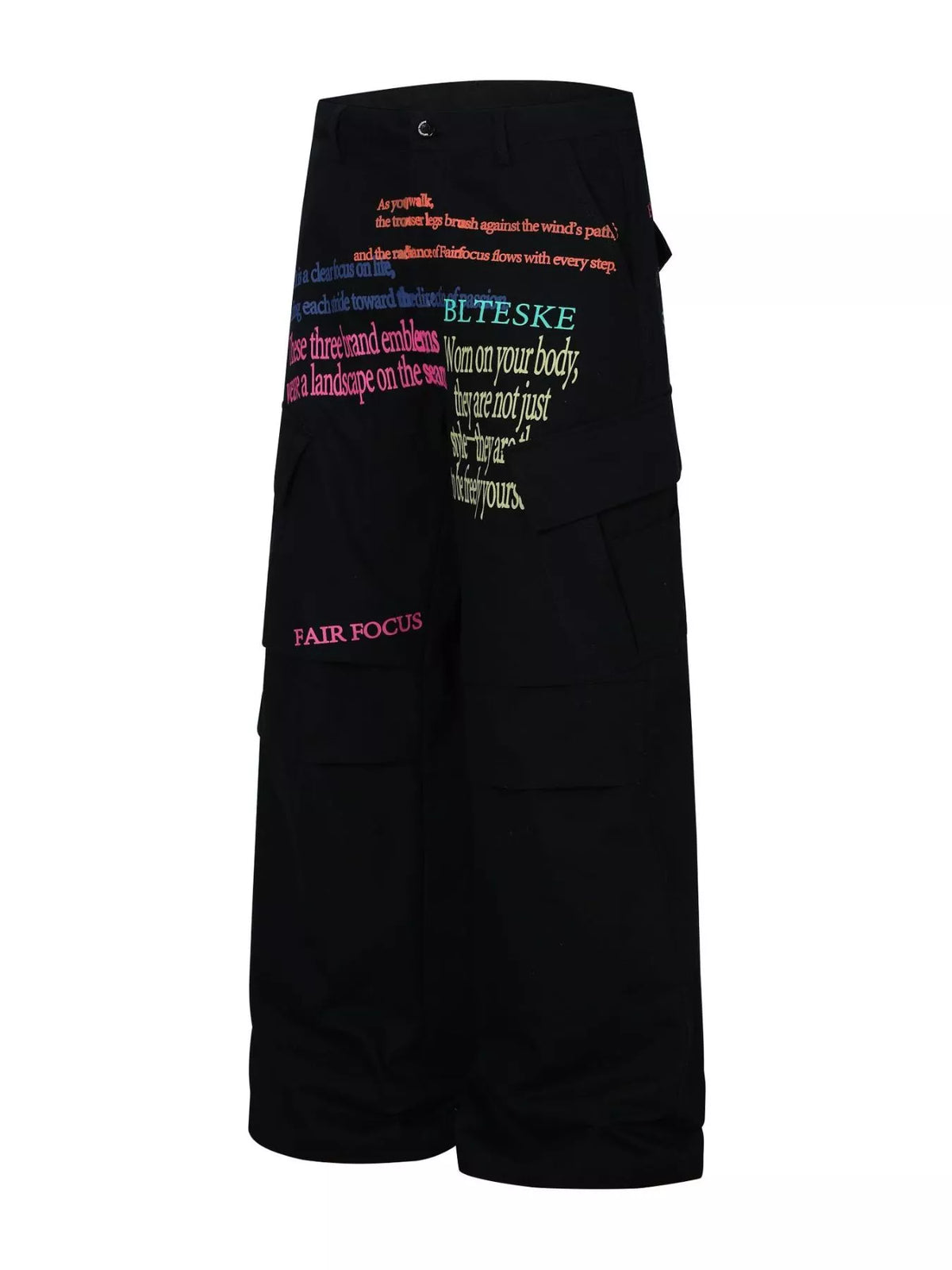 Men's Printed Cargo Pants in Black, view 2