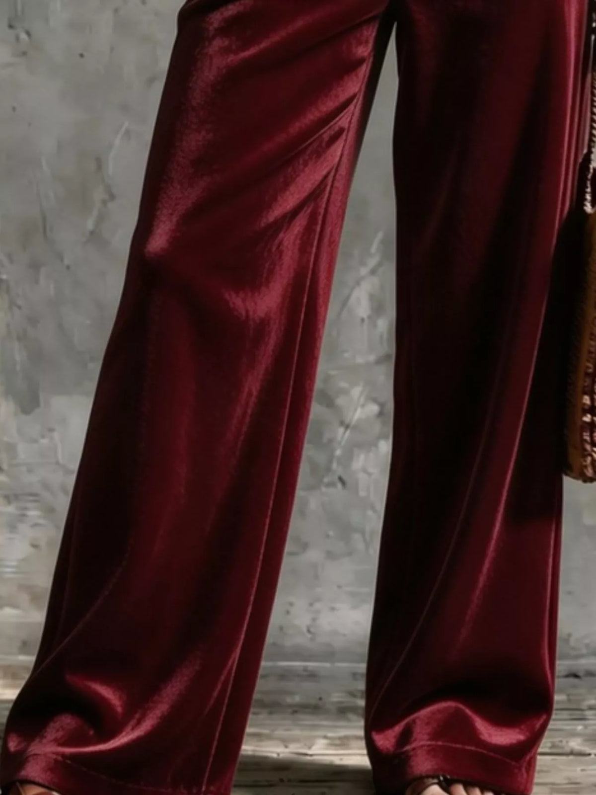 Full Size Velvet Wide-Leg Pants Plus Size