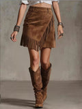 Fringed Wrap Mini Skirt - Lilixa.store
