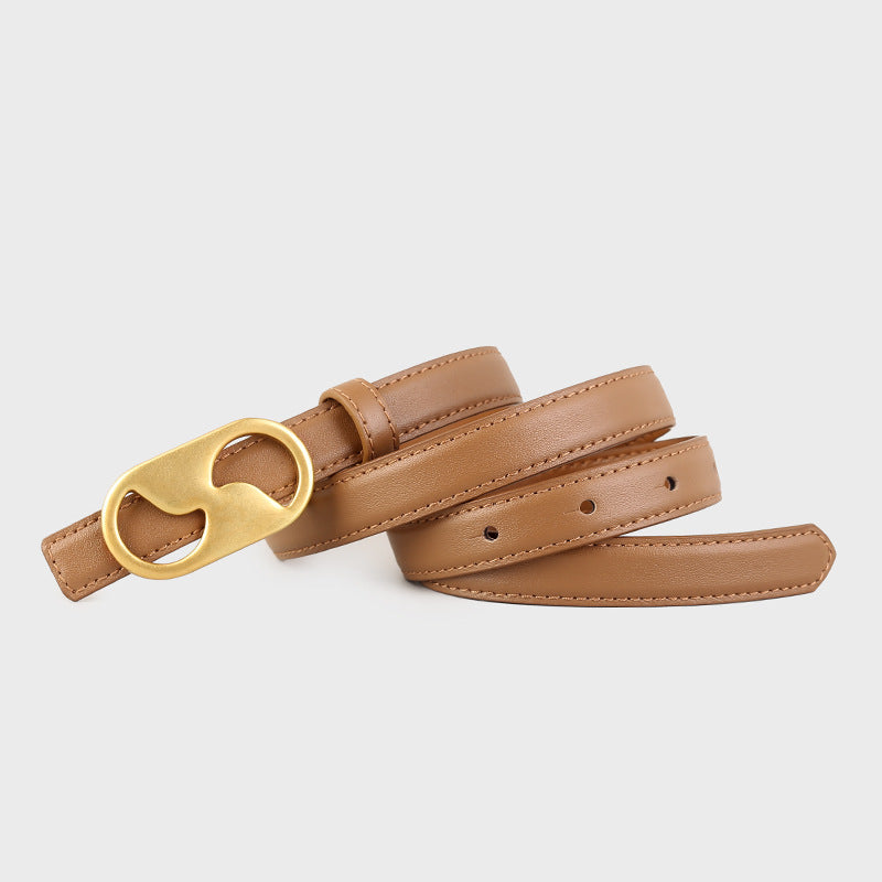 Leather Belt with Golden Buckle - Lilixa.store