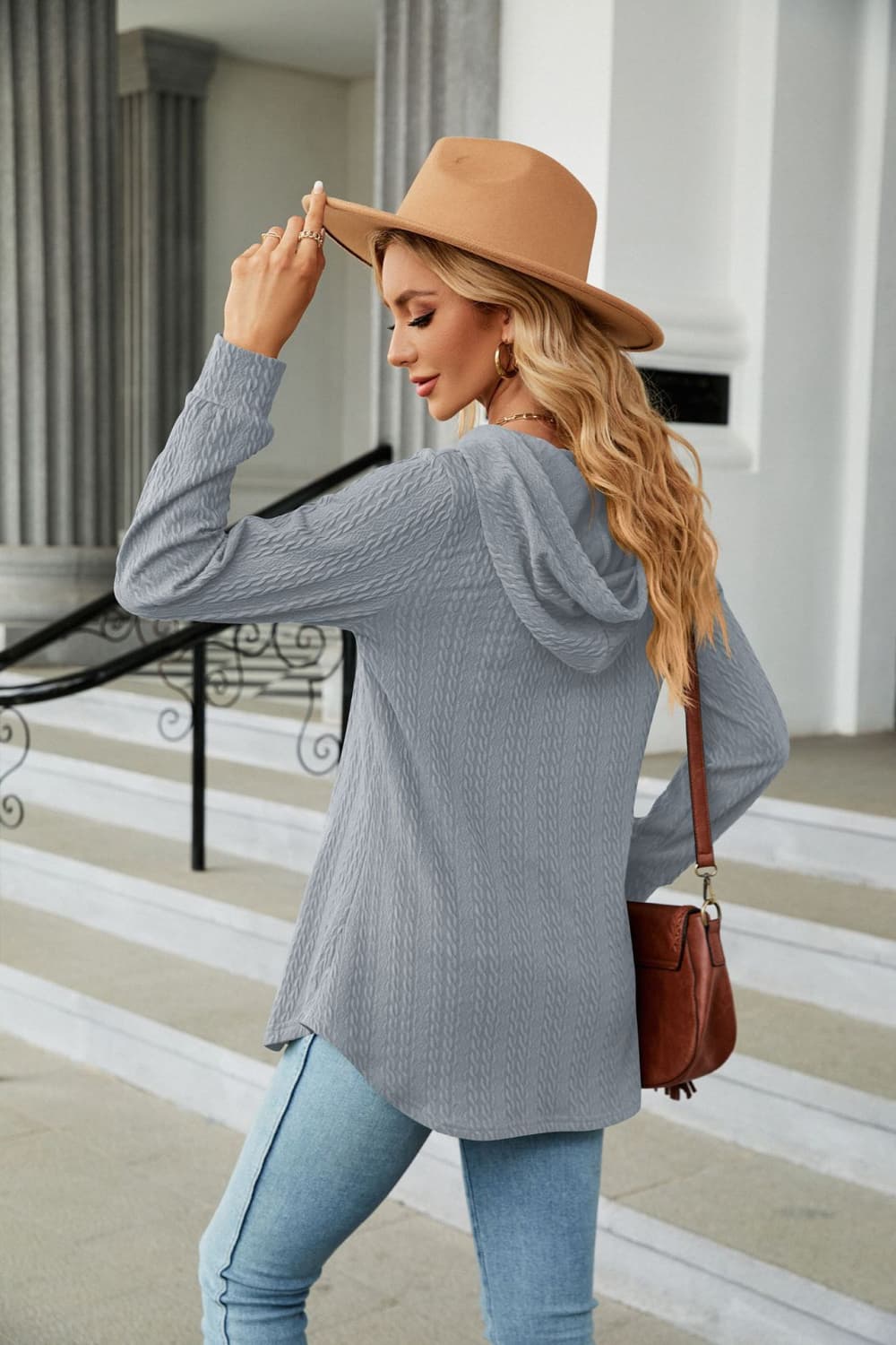 Long Sleeve Hooded Blouse, view 16