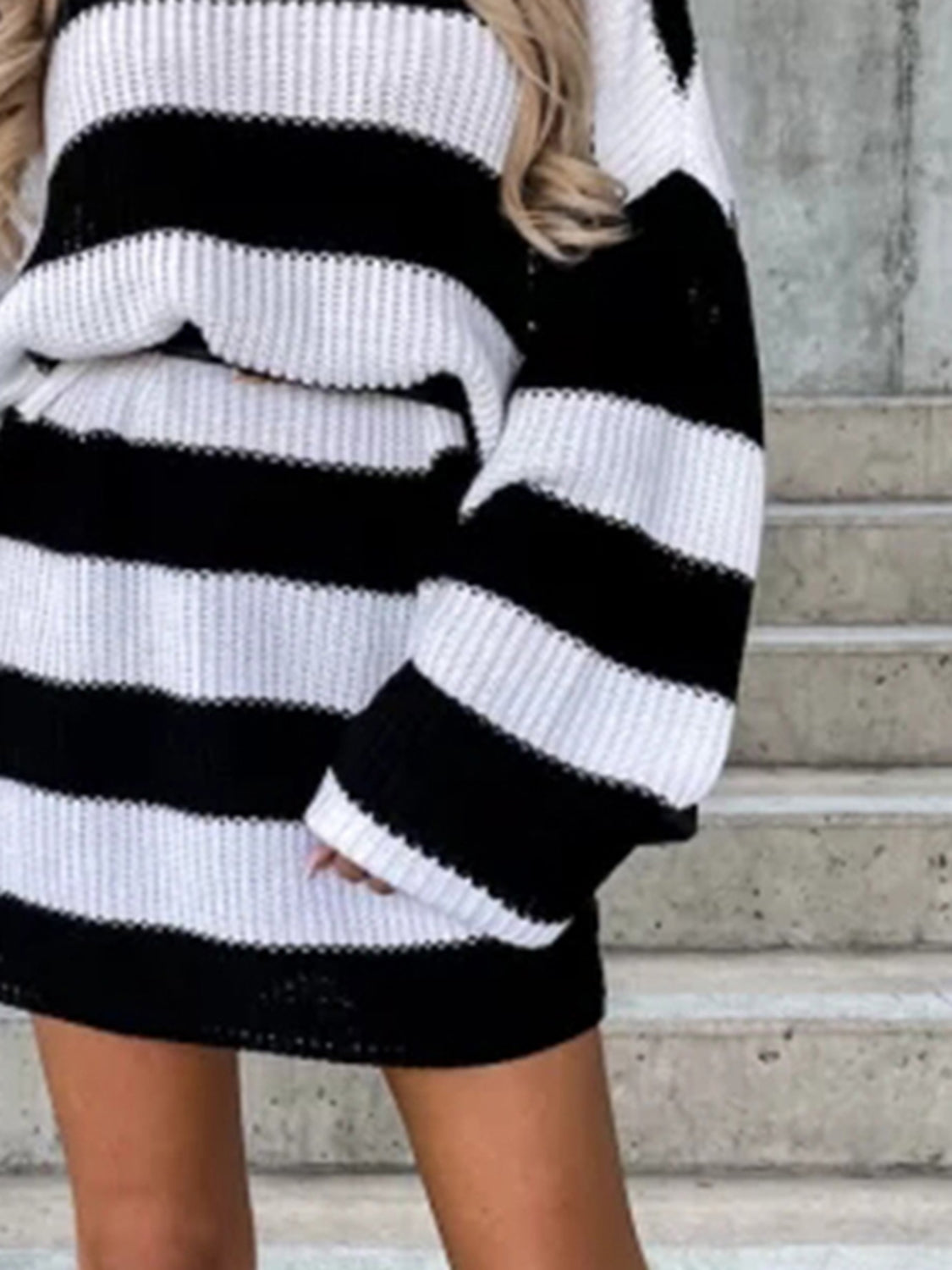 Striped Turtleneck Sweater Dress, view 2