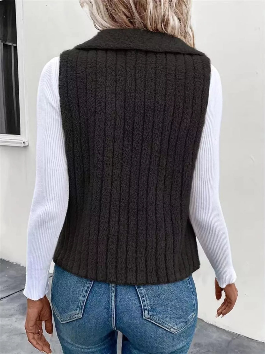 Cozy Fleece Open Front Vest Coat - Lilixa.store