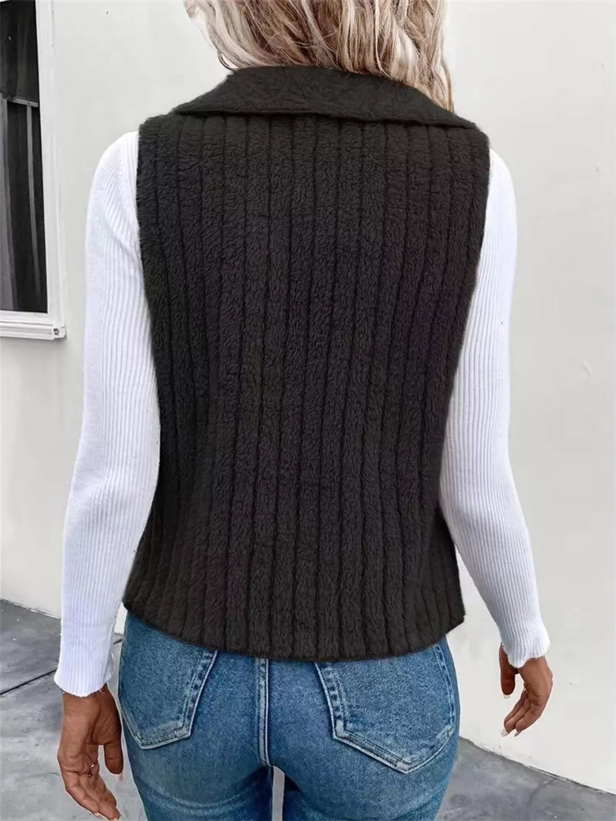 Cozy Fleece Open Front Vest Coat, view 4