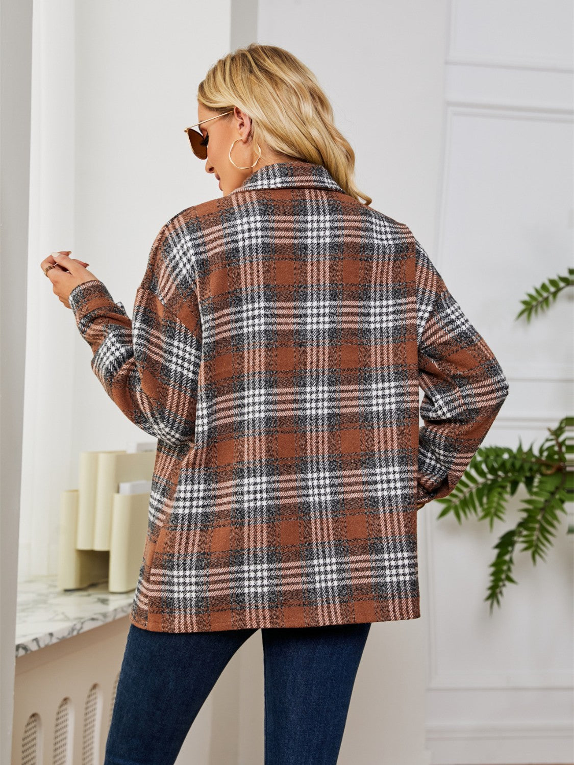 Plaid Collared Shirt Jacket, view 6