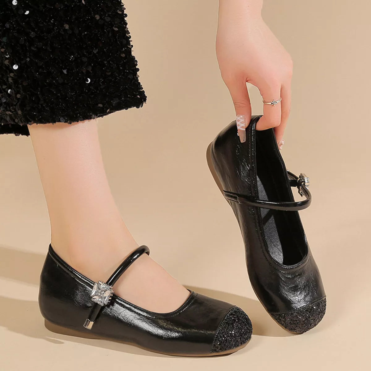Round Toe Mary Jane Loafers, view 2