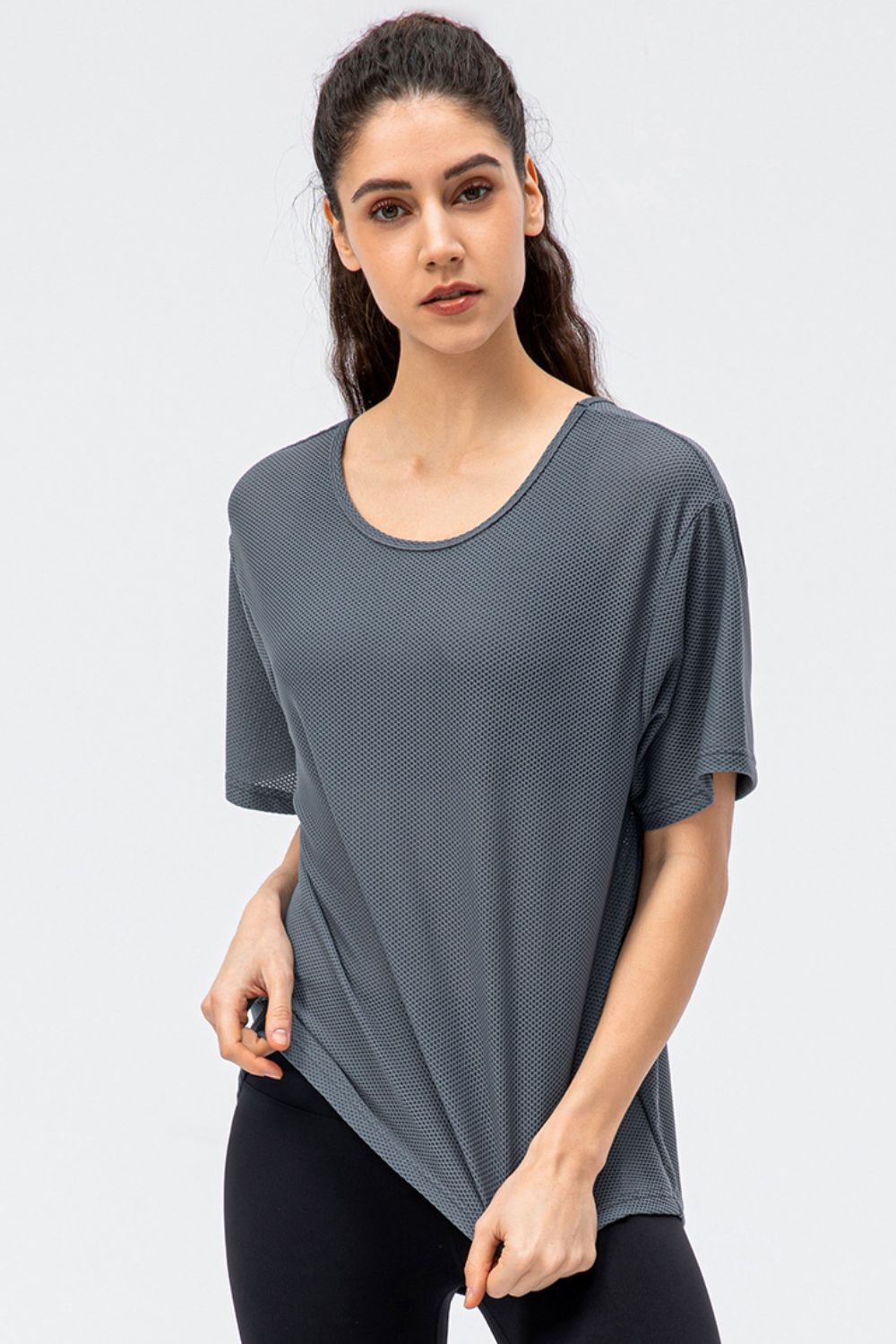 Round Neck Short Sleeve Active Tee - Lilixa.store