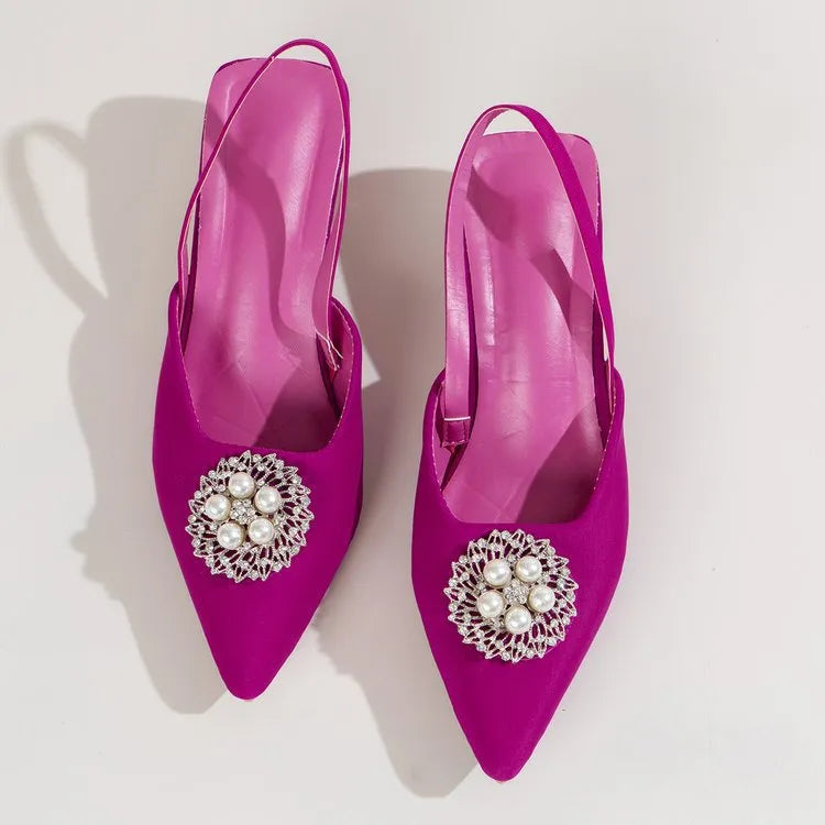 Pearl Detail Point Toe Pumps - Lilixa.store