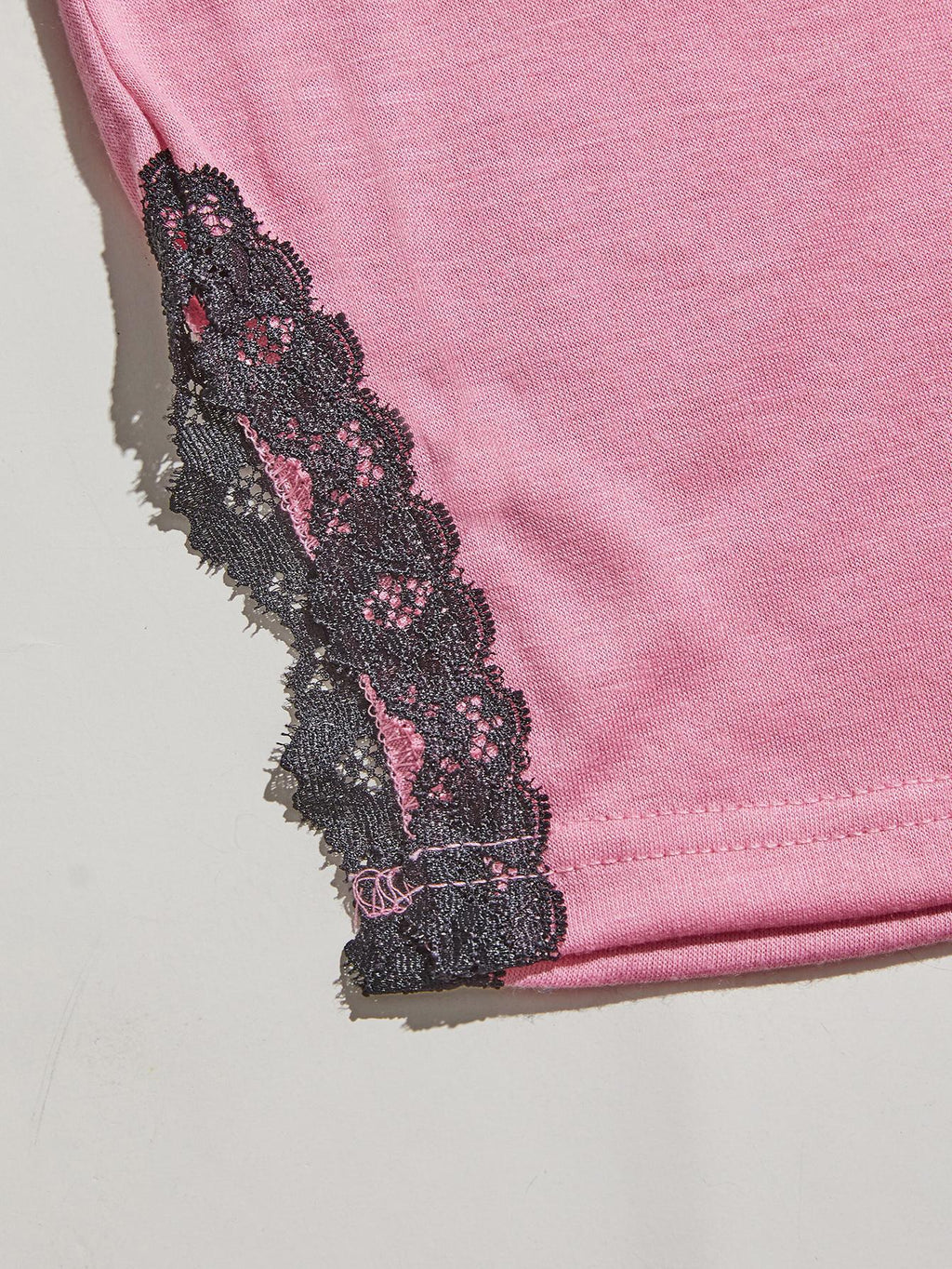 V-Neck Lace Trim Slit Cami and Pants Pajama Set - Lilixa.store
