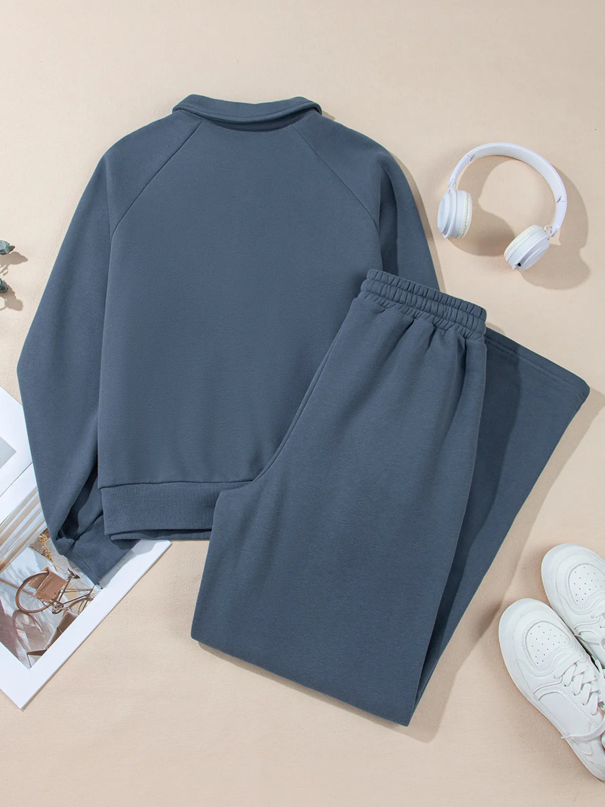 Collared Sweatshirt and High Waist Pants Active Set - Lilixa.store