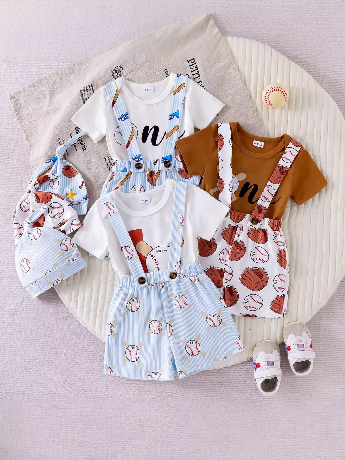 Children's Baseball Themed Bodysuit and Suspender Set - Lilixa.store