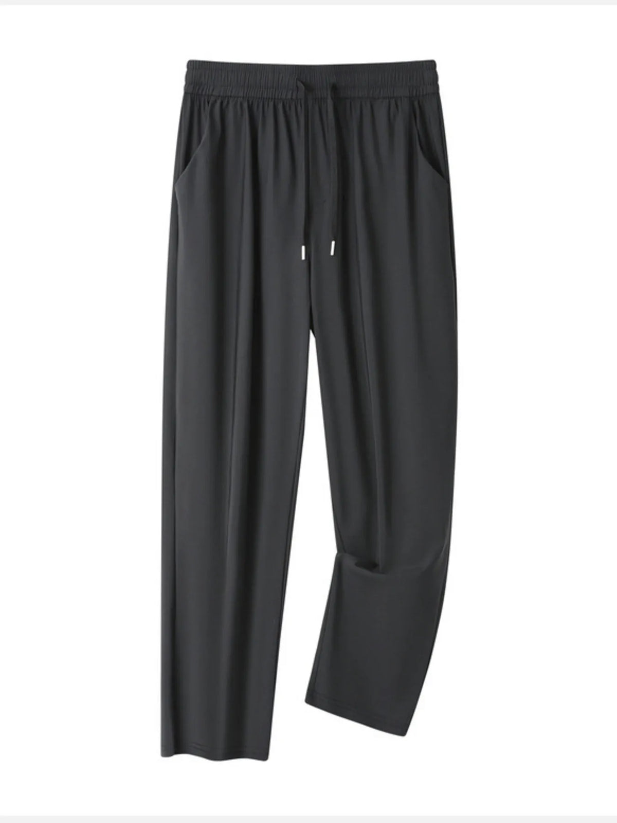 Men's Plus Size Casual Drawstring Wide-Leg Pants in Black
