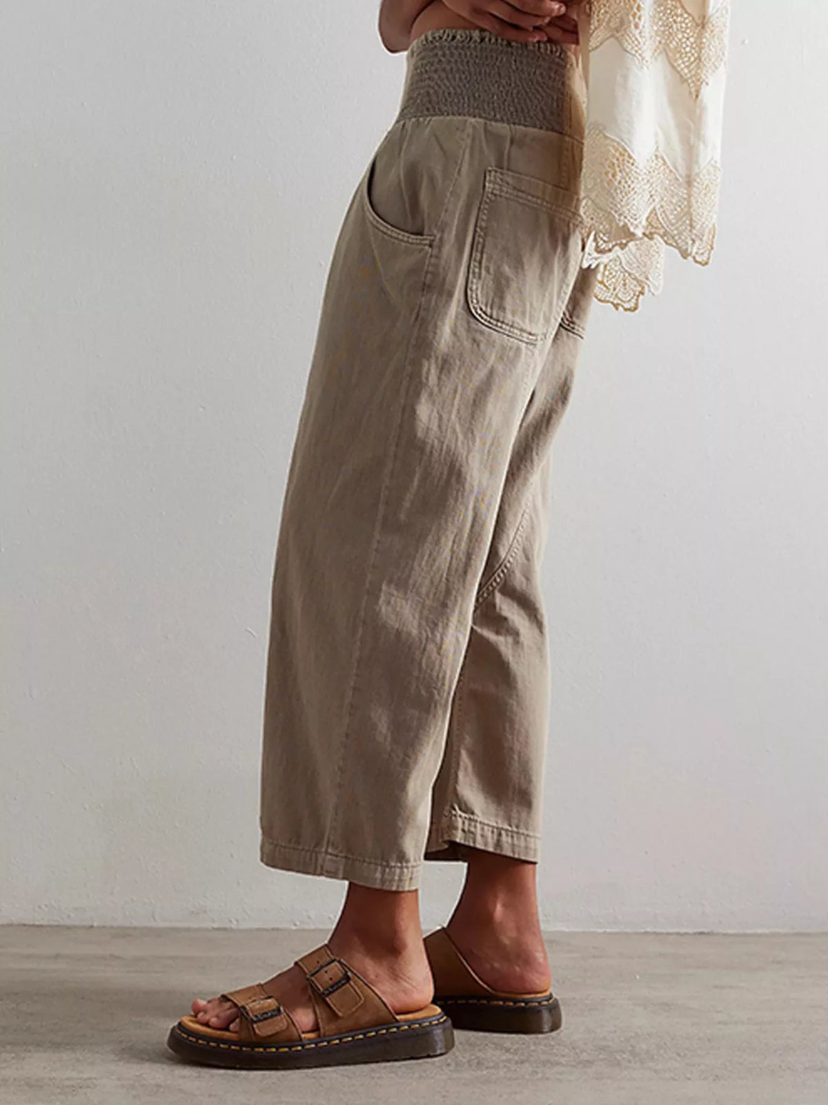 Smocked High-Waisted Wide Leg Jeans - Lilixa.store