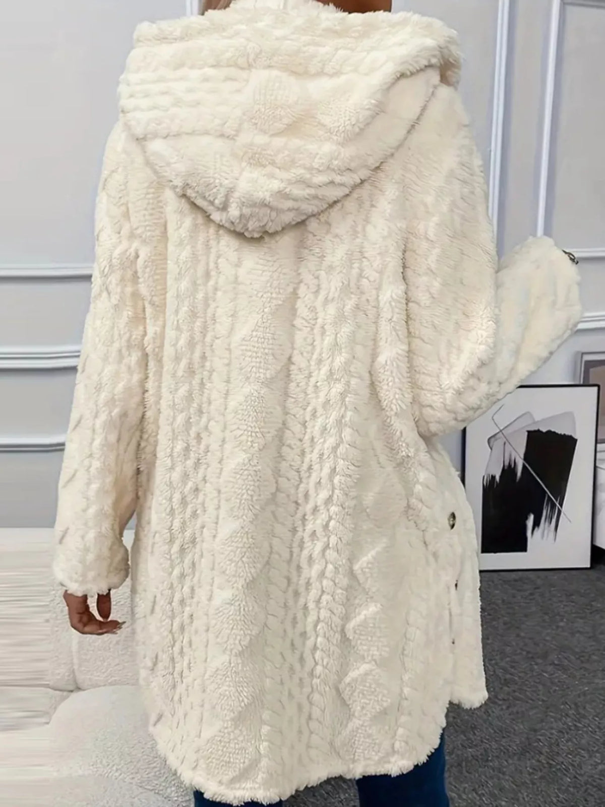 Full Size Button-Down Hooded Outerwear Plus Size, view 14