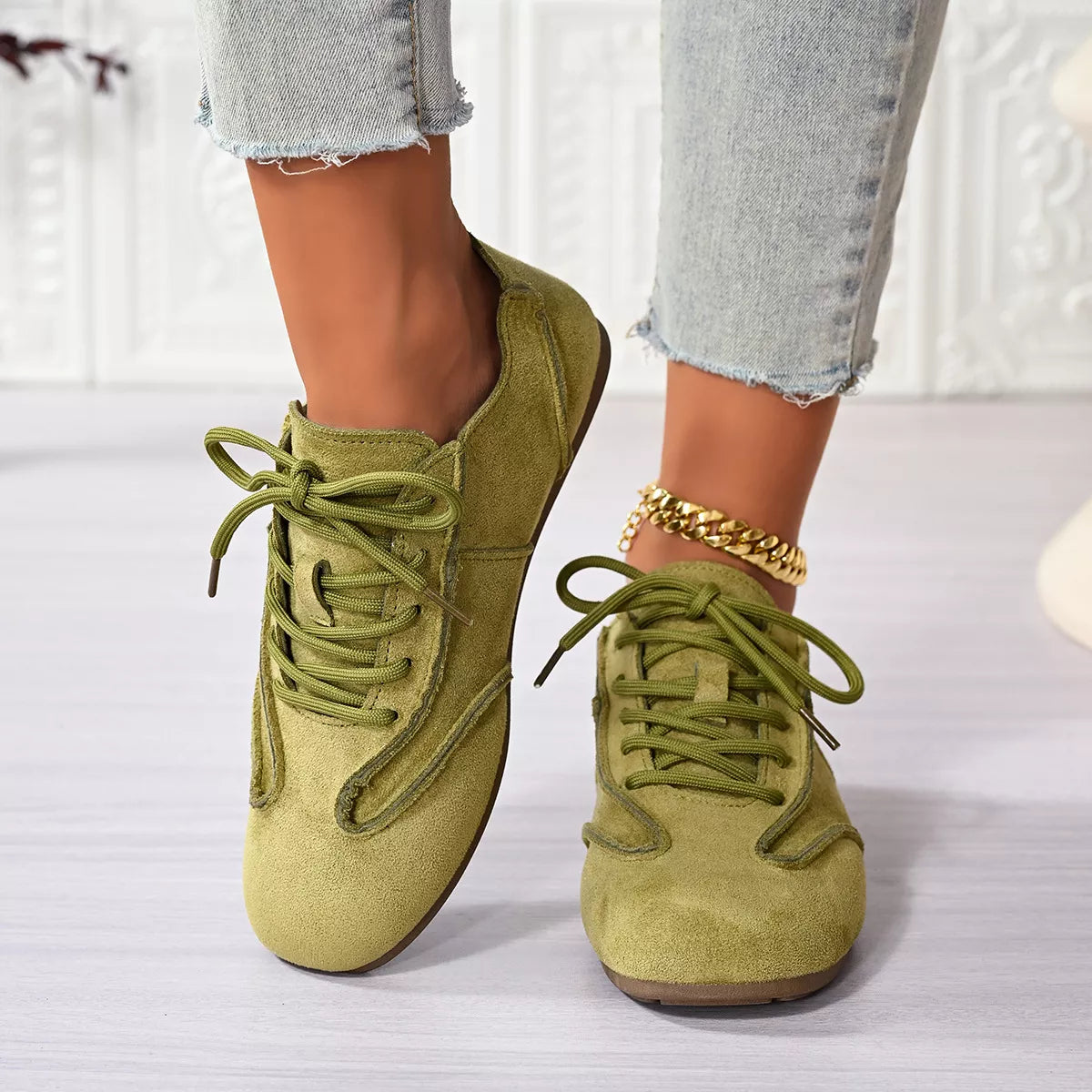 Lace Up Round Toe Sneakers - Lilixa.store
