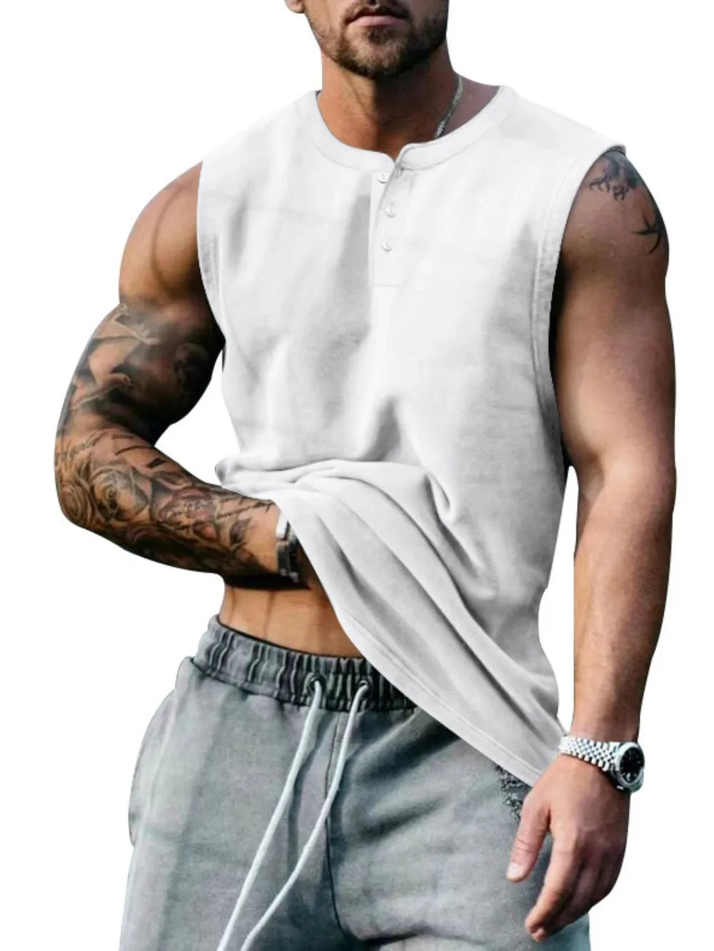 Men's Plus Size Round Neck Tank - Lilixa.store
