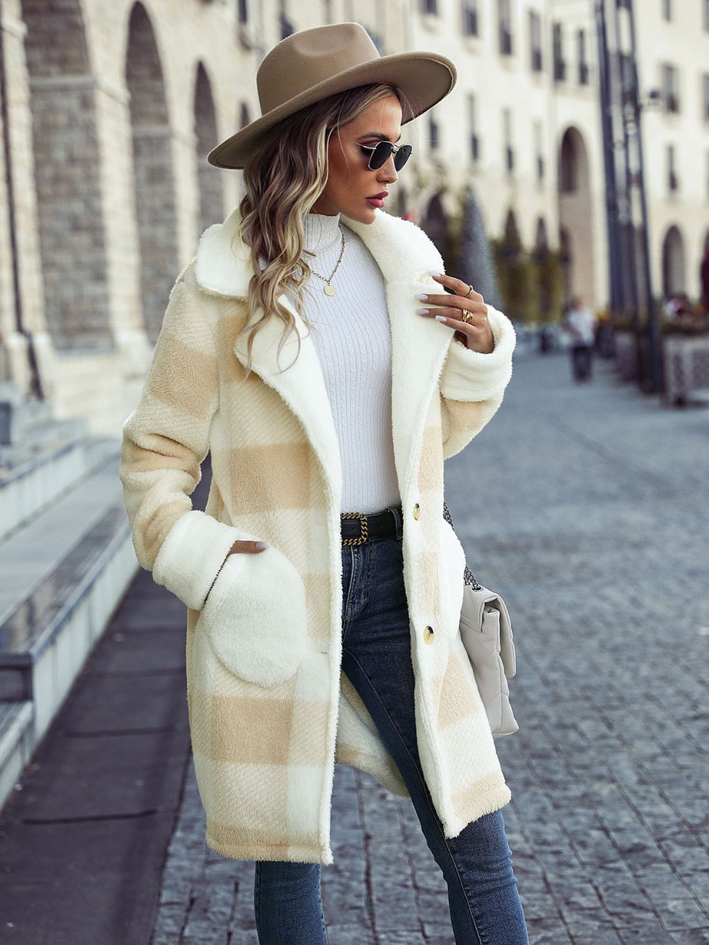 Plaid Button Down Coat with Pockets - Lilixa.store