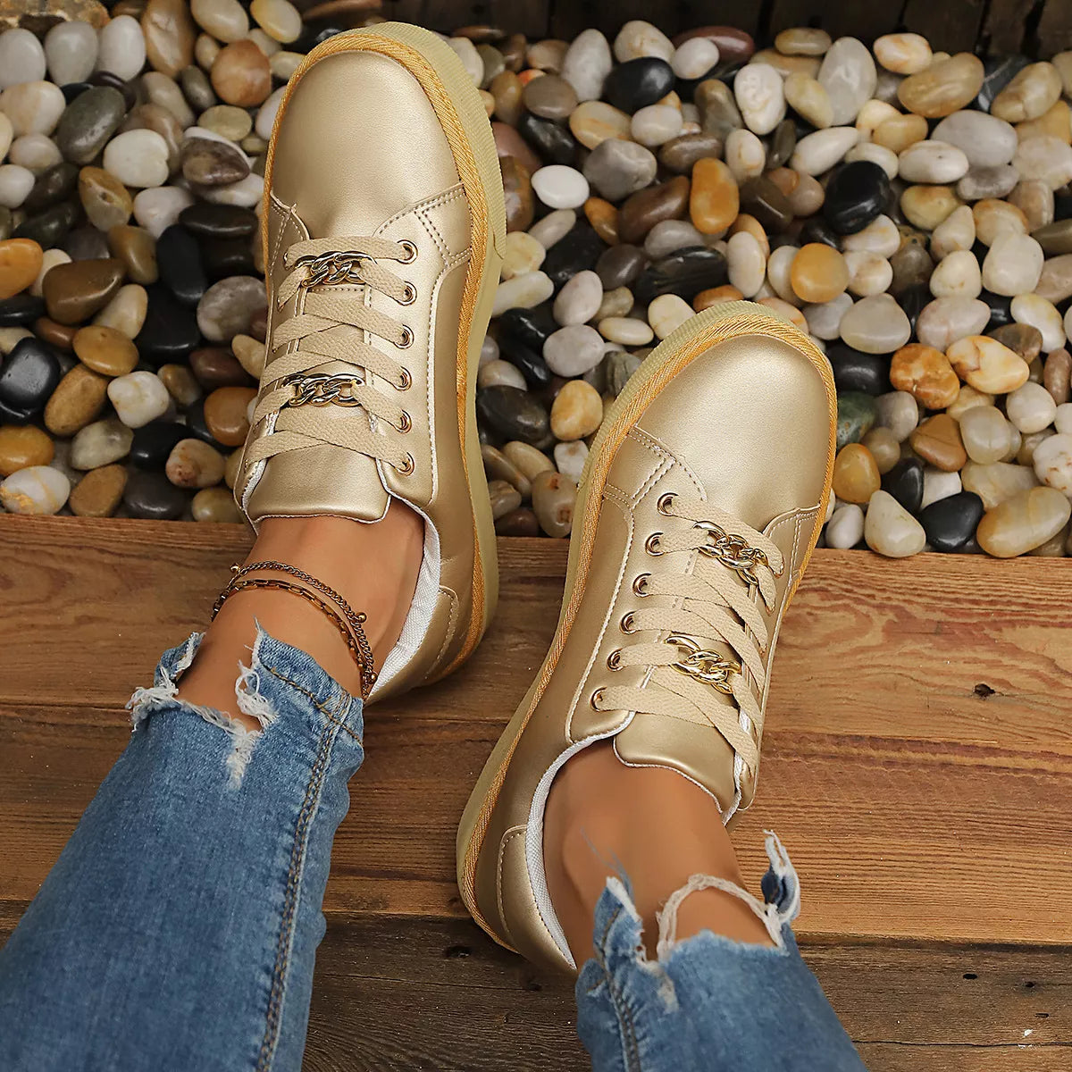 Round Toe Platform Sneakers - Lilixa.store