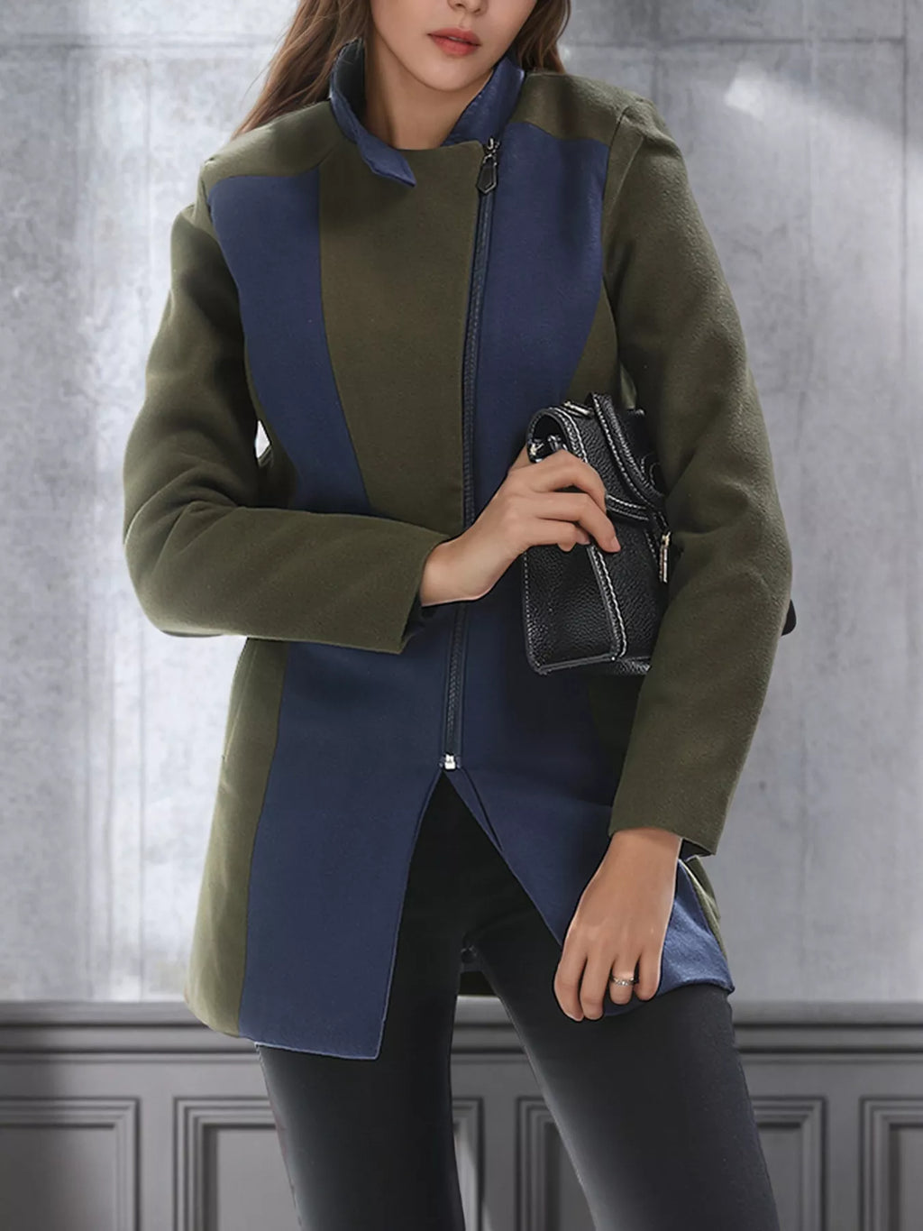 Color Block Zip Up Outerwear - Lilixa.store