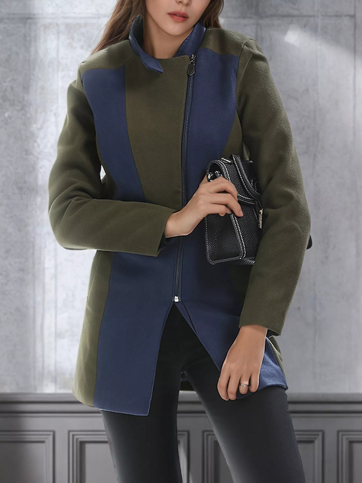 Color Block Zip Up Outerwear - Lilixa.store