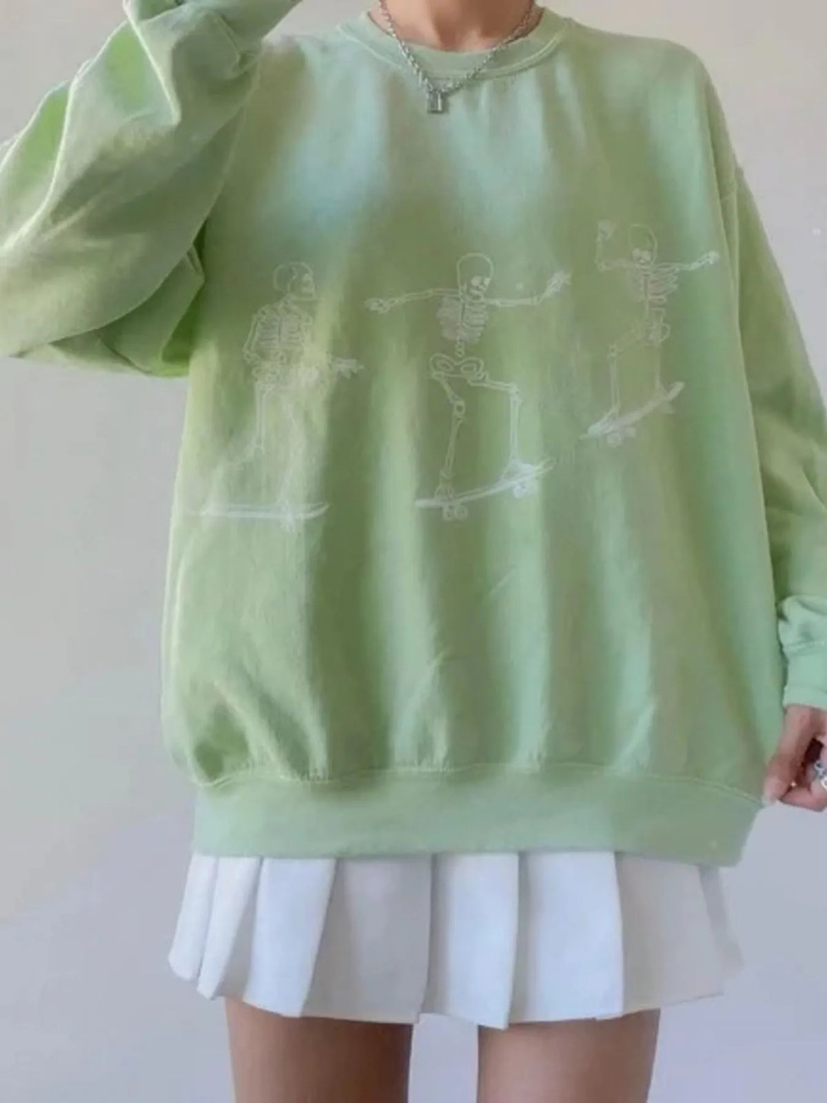 Skeleton Graphic Oversized Sweatshirt - Lilixa.store