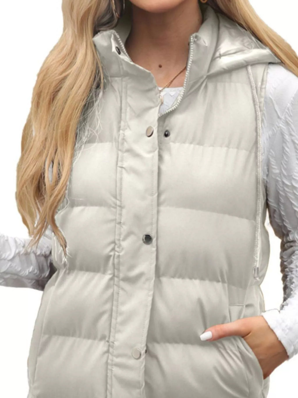 Full Size Snap Down Hooded Padded Longline Vest Coat Plus Size - Lilixa.store