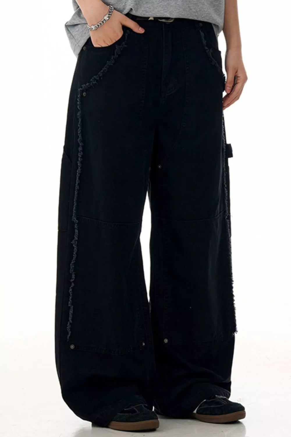 Men's Raw Hem Wide Leg Pants, view 3