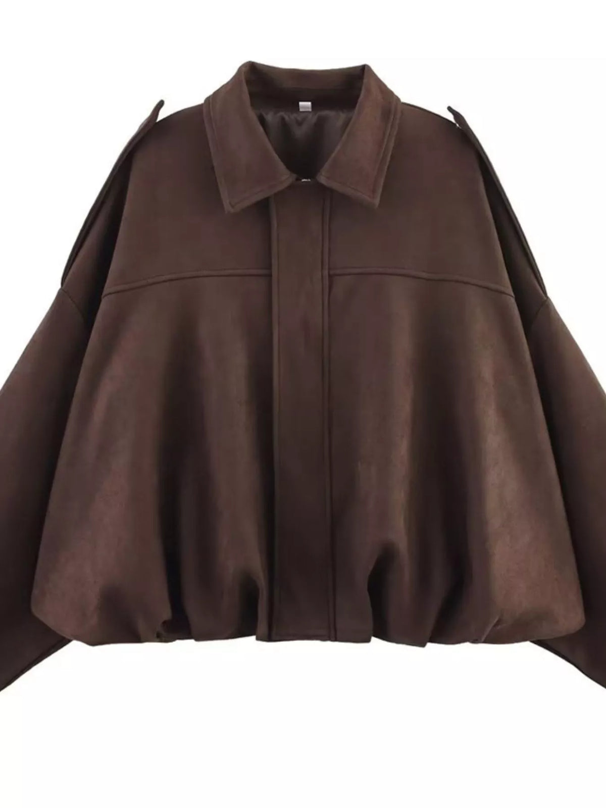 Collared Neck Dropped Shoulder Jacket - Lilixa.store