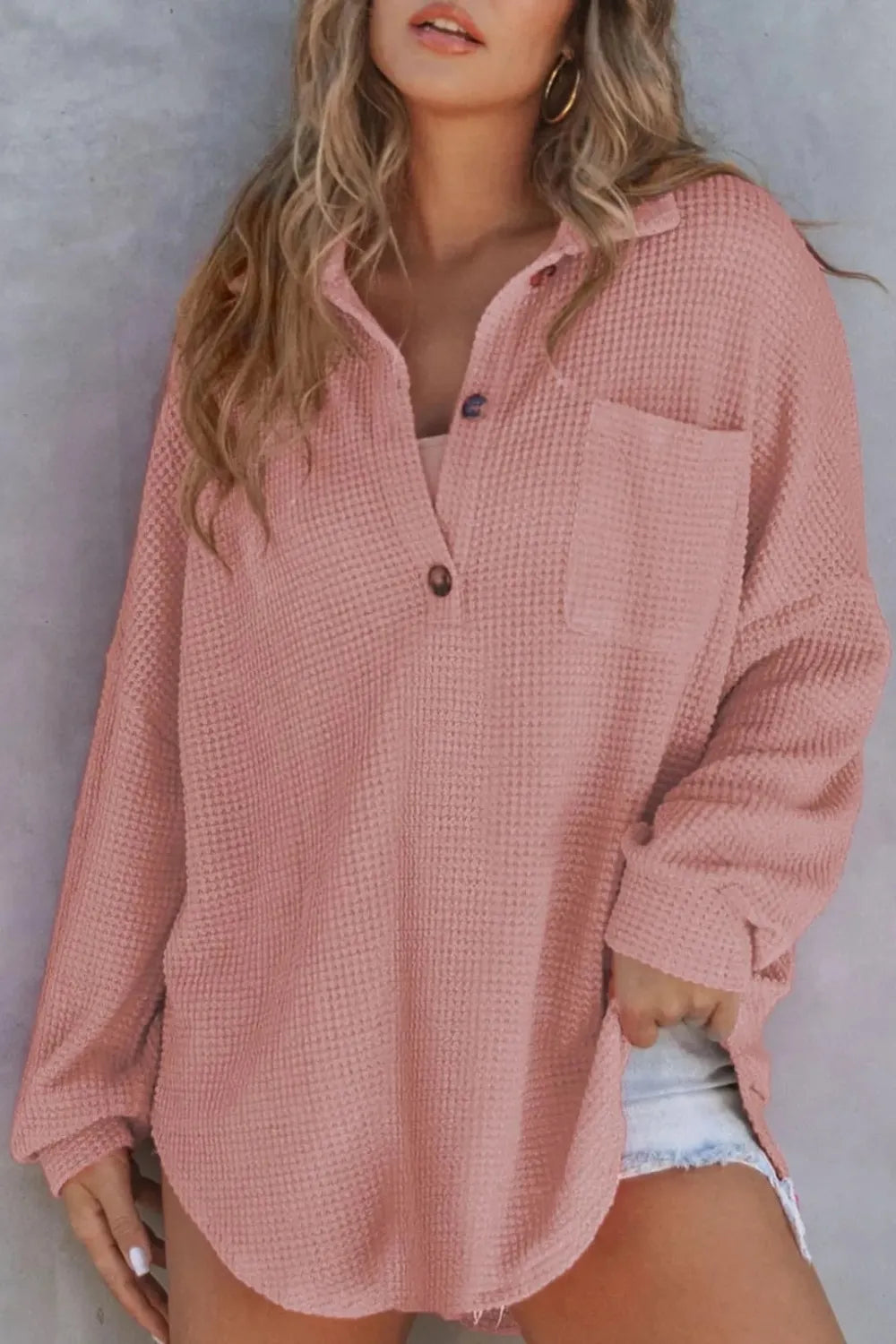 Half Button Long Sleeve Sweatshirt - Lilixa.store