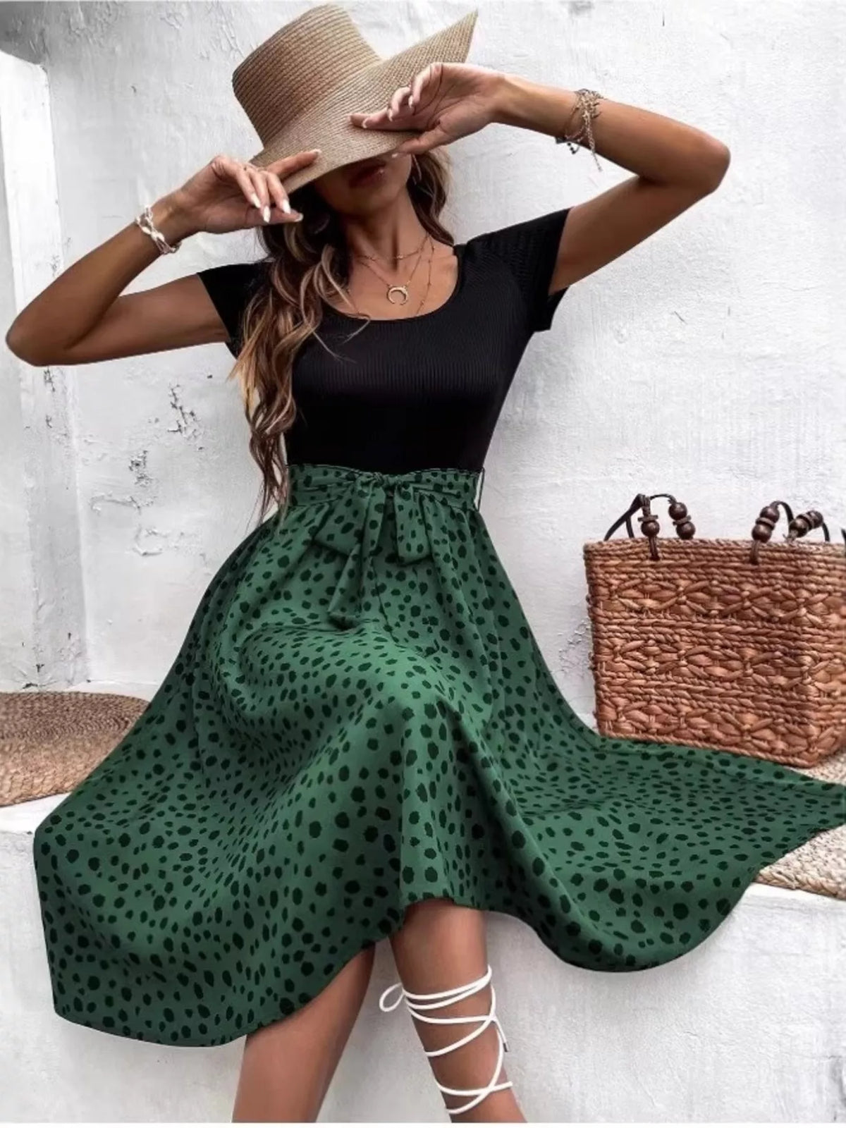 Leopard Print Tie-Waist Dress - Lilixa.store