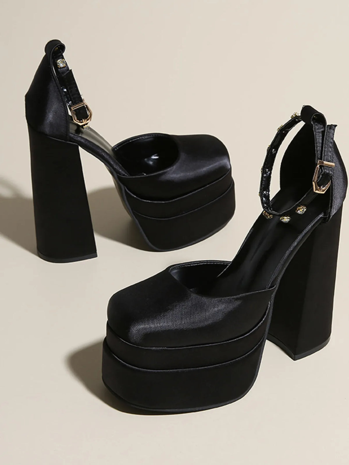 Platform High Heel Ankle Strap Pumps - Lilixa.store