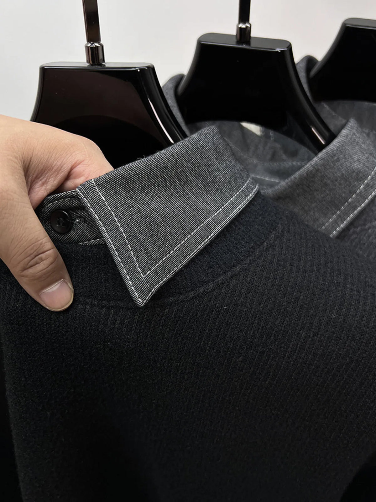 Men's Plus Size Ribbed Knit Collared Neck Sweater - Lilixa.store